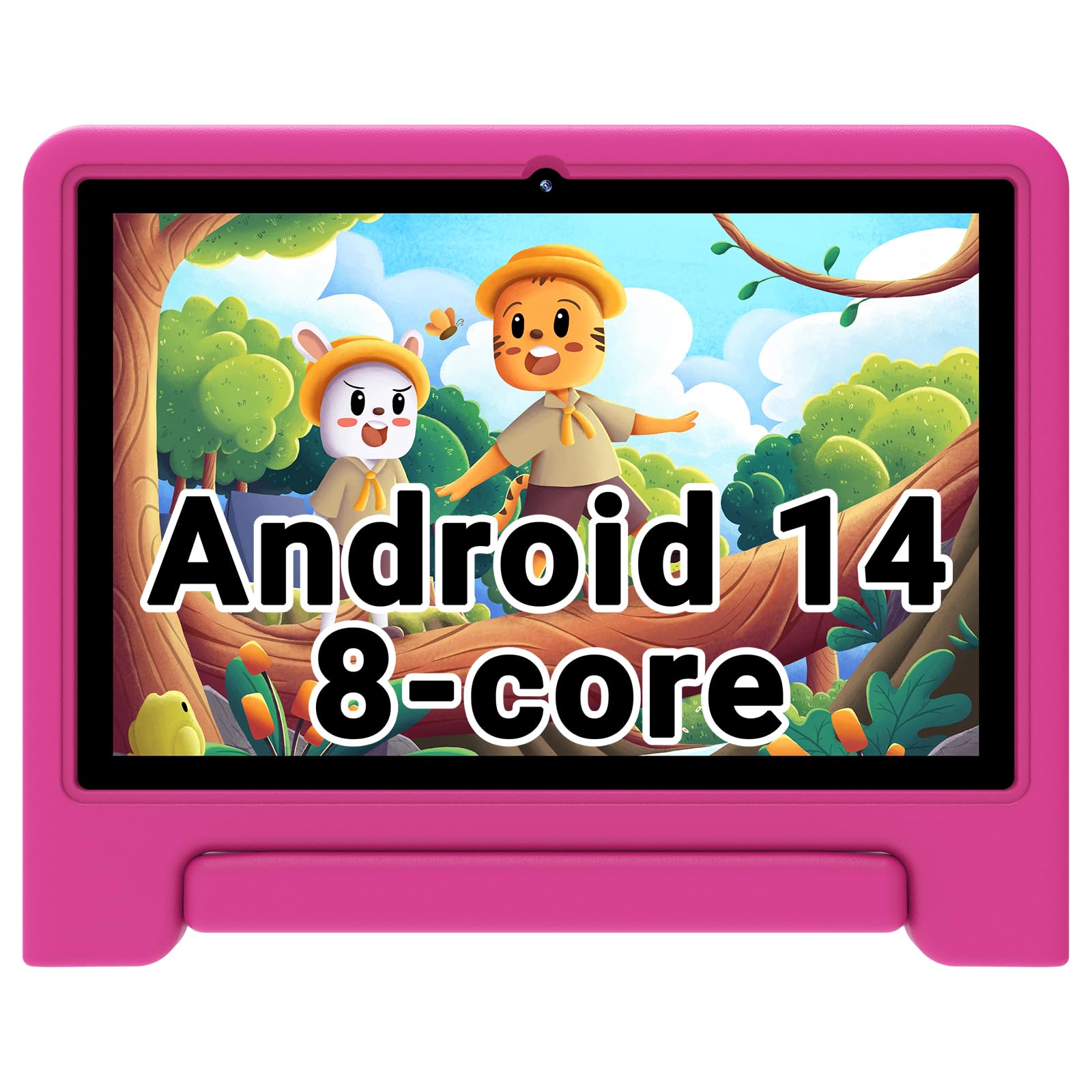 ApoloSignKids Tablet-2024, Android 14 Tablet for Kids, 10.1-inch Tablet for Toddlers, Octa-core, 6(3+3) GB RAM,64GB ROM, Parental Control, 8-hr Battery, Wi-Fi6, BT5.0, Droop-Proof Case (Pink)