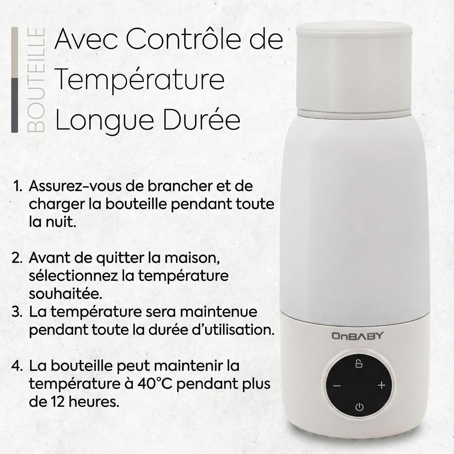 Chauffe-lait intelligent pour bébé d'une capacité de 500 ml, température réglable, chauffe-lait maternel portable et sans fil, chargement USB, idéal pour les voyages et une utilisation quotidienne.