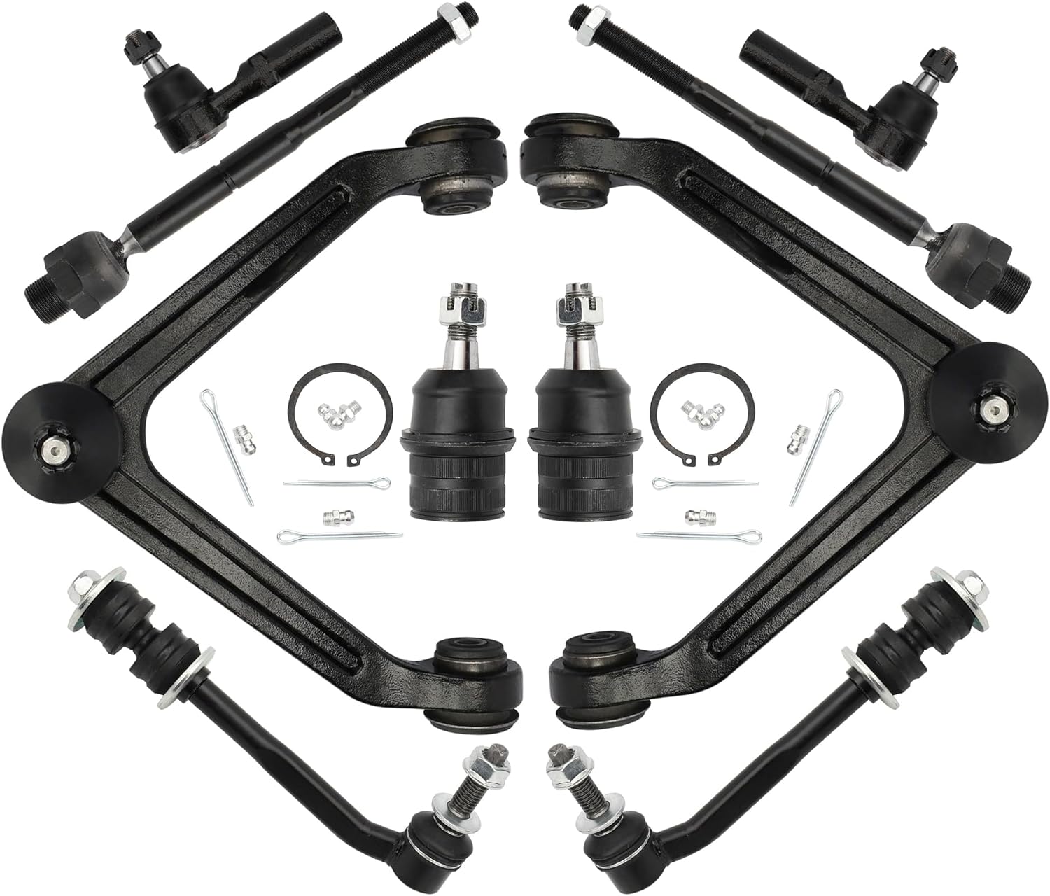 10pcs Upper Control Arms Ball Joint Tie Rod Sway Bar Suspension Kit Compatible with Chrysler Aspen 2007-2009 Dodge Durango 2004-2009