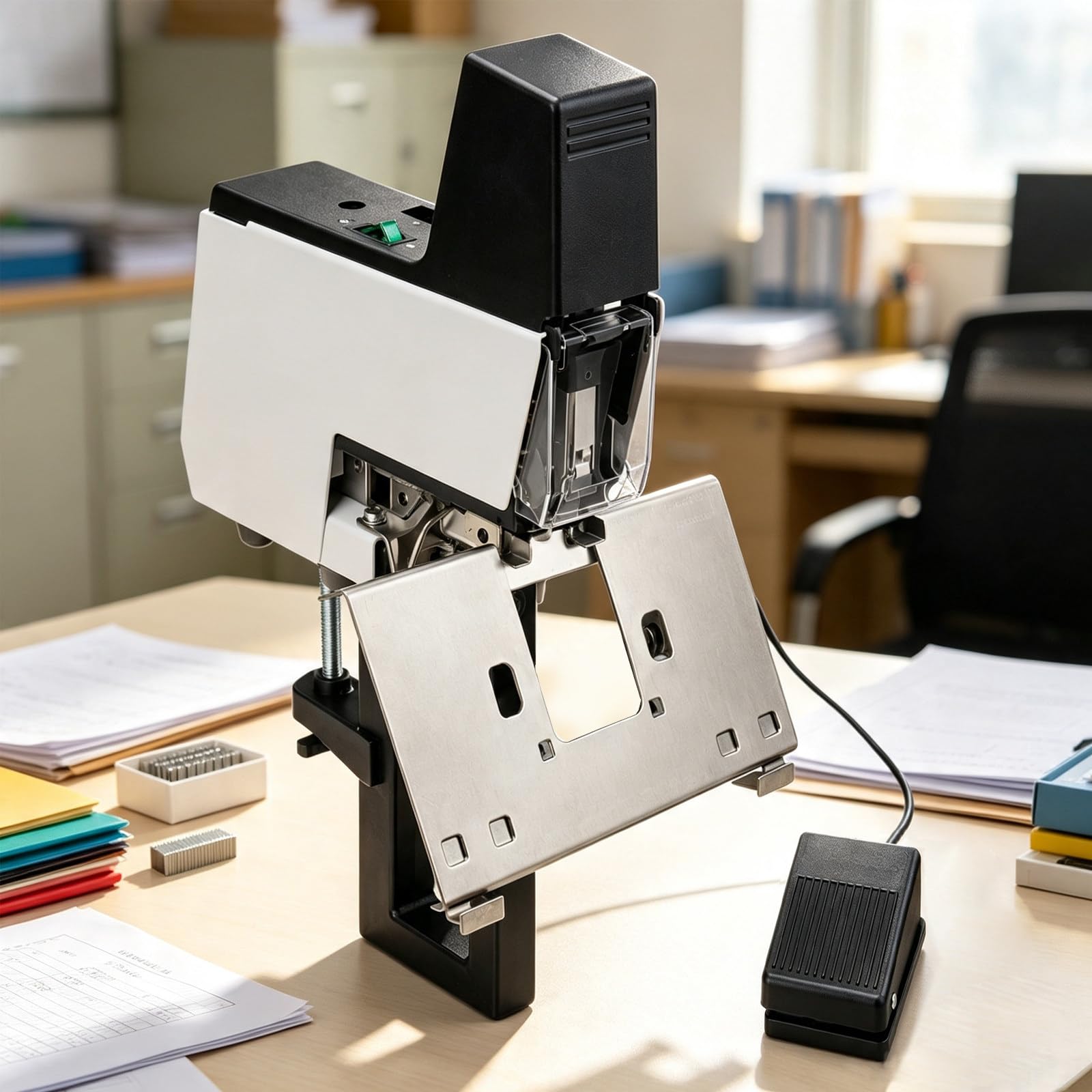 Cucitrice elettrica per Libretti | Sistema elettrico professionale, piano regolabile, per brochure, rapporti e documentazione