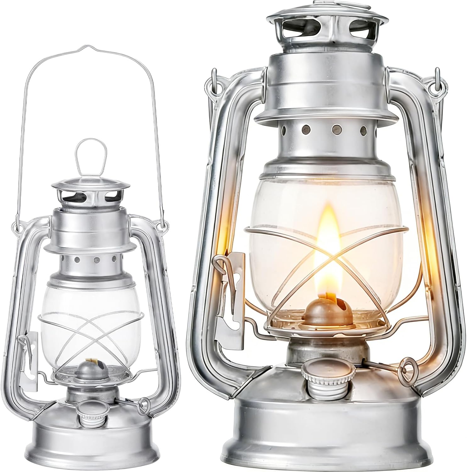Pacify 2 Pack Kerosene Hurricane Lanterns, Vintage 10 Inch Oil Lamps for Indoor Outdoor Use, Retro Windproof Oil Lantern with Wick for Camping Emergency Patio Home Decor