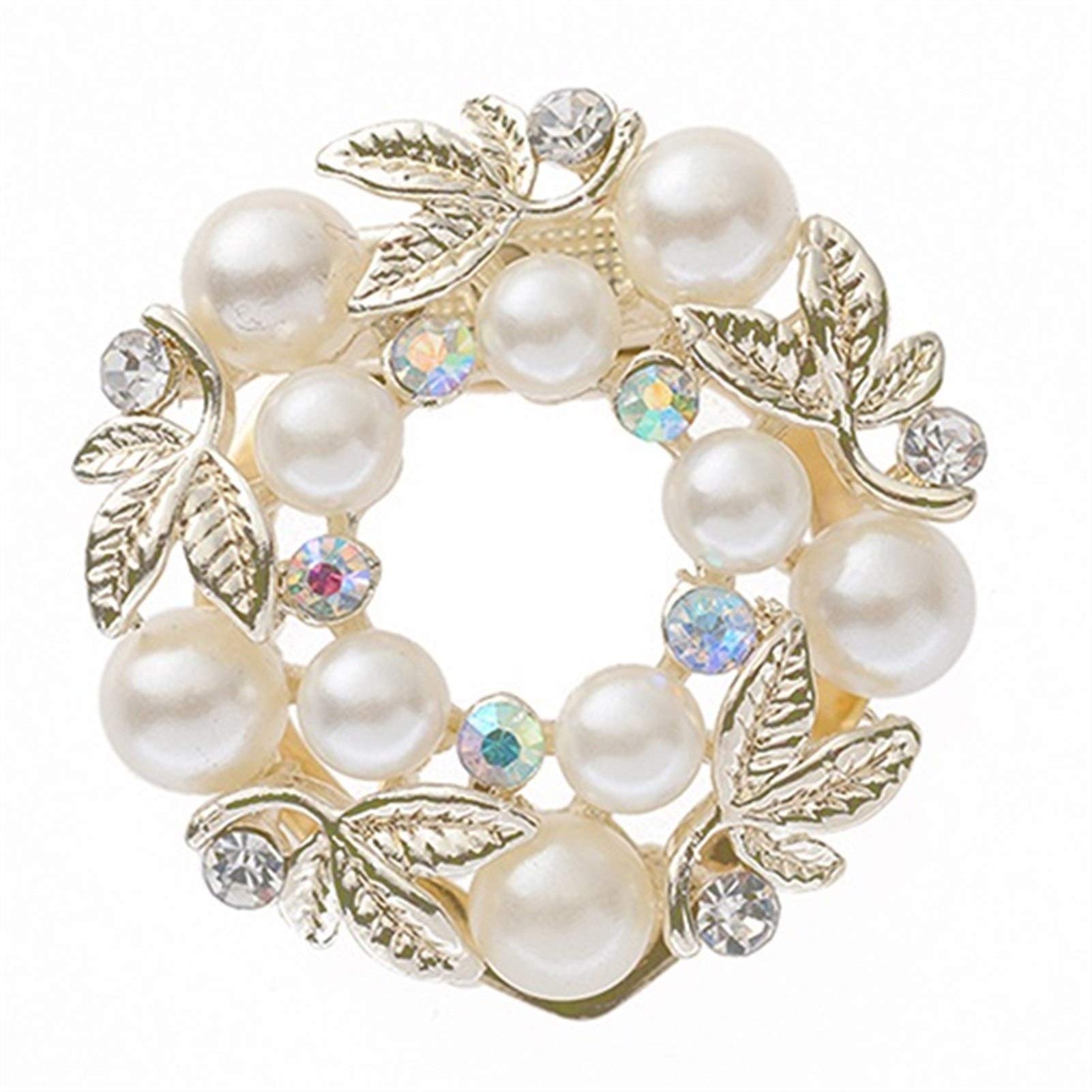 WXKAGF Spilla Elegante con Perle finte e Strass, Sciarpa di Seta, Fibbia con Clip alla Moda