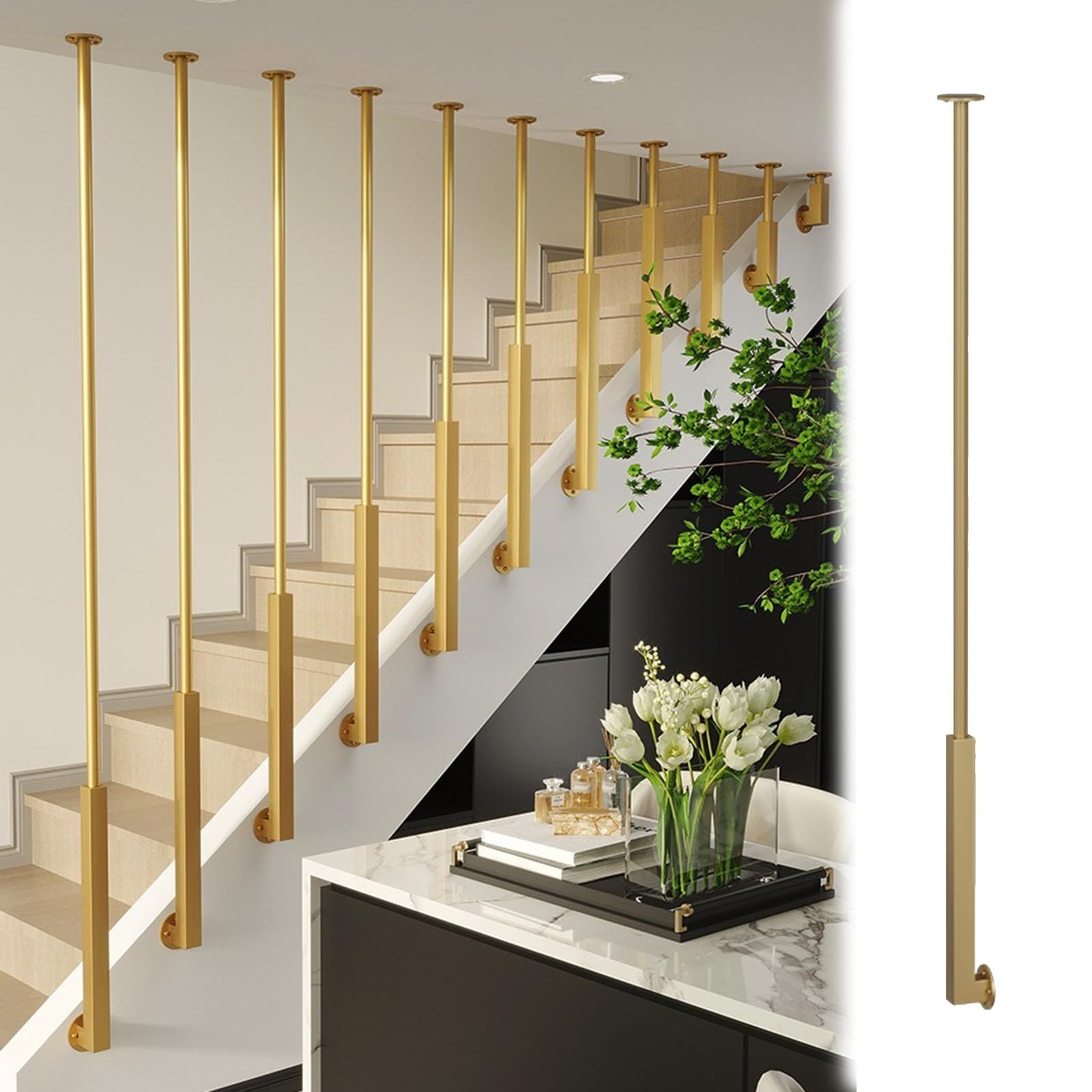 Garde-corps escalier kit 180cm avec balustres et barreaux d'escalier en L