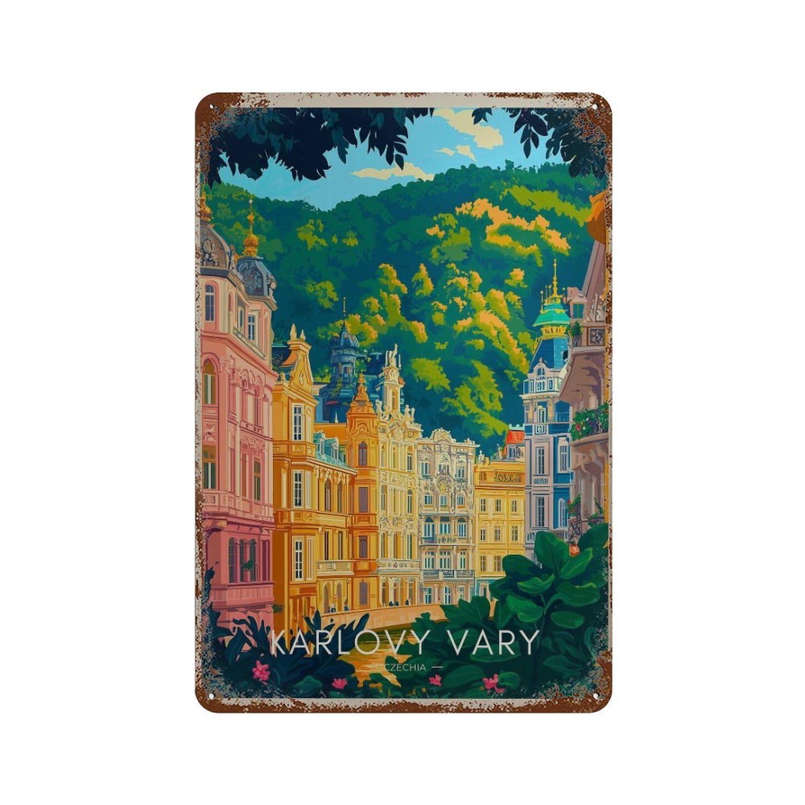 xiaoxiaoshen Prague Travel Czech Republic Wall Decor Art Metal Tin Poster Modern Home Decor Art Home Bar Shop Decorations Vintage Sign 30x20cm