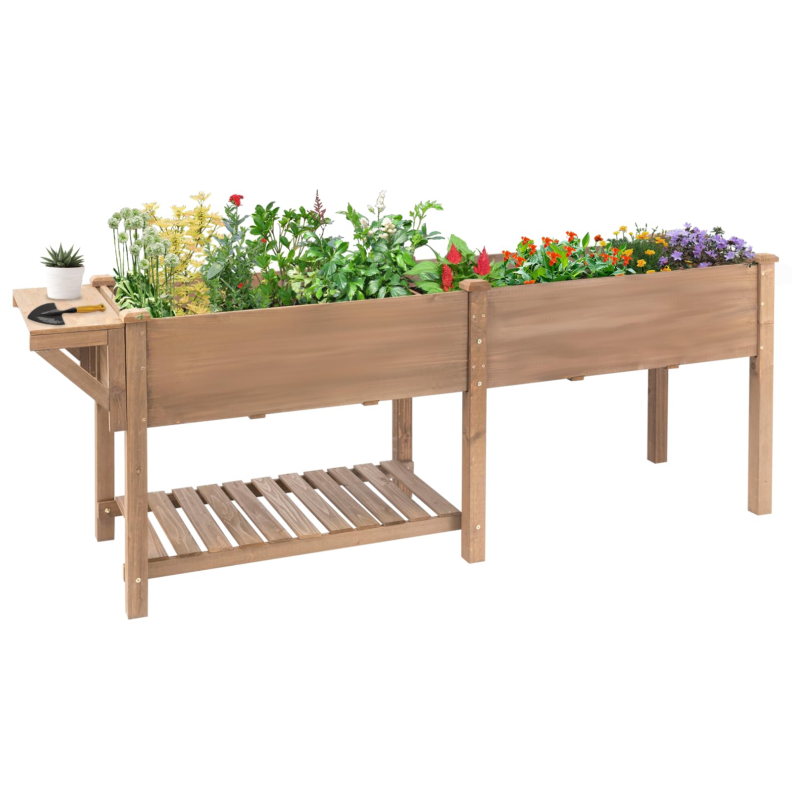Gowoodhut Raised Garden Bed with Legs Outdoor, Elevated Garden Box with Legs, Large Storage Shelf for Vegetable, Flower, Herb, Easy to Assemble?81x23x31 in
