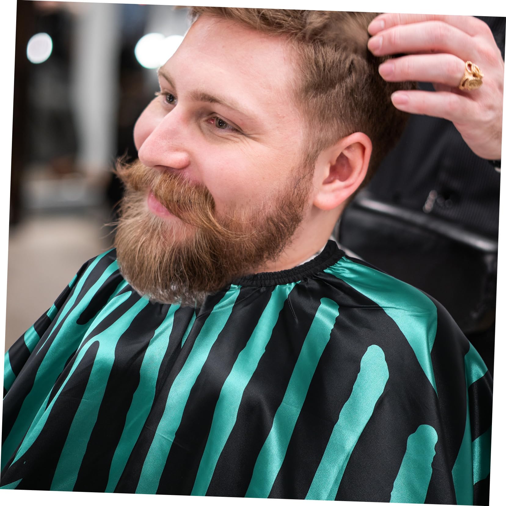 Homoyoyo Capa de Satén para Cortar el Pelo Cuello Ajustable y Diseño Estilizado, Adecuado para Peluquería Profesional y Barbería