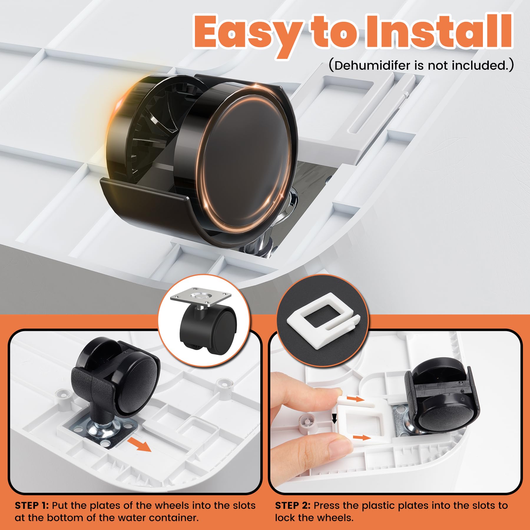 Kit de rueda deshumidificadora de cubo, kit de ruedas para deshumidificador Midea Cube, kit de ruedas para un fácil movimiento, accesorios deshumidificadores, paquete de 4 4