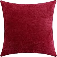 Vista 46 de Jeneoo - Fundas de almohada decorativas rojas brillantes de chenilla suave, fundas de cojín cómodas y sólidas para sofá de sala de estar