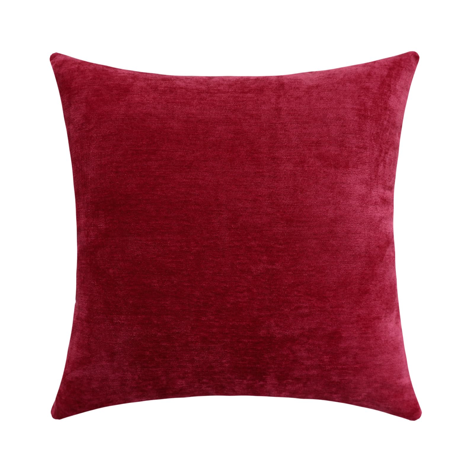 Jeneoo Bright Red Decorative Throw Pillow Covers Soft Chenille Comfy Solid Couch Cushion Cover Decor (Set of 1, 24 x 24 Inches)