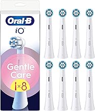 Oral-B iO Gentle Care White Replacement Heads, 8 Original Round Heads for Sensitive Gums, Angled Bristles to Remove Plaque, Suitable for Oral B Electric Toothbrush
