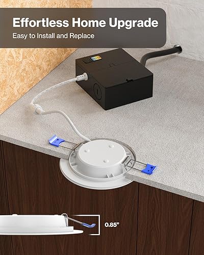 Miniatura 4 de Sunco Lighting Paquete de 16 luces LED de techo empotrables delgadas de 4 pulgadas CCT seleccionables 2700K3000K3500K4000K5000K regulables 10W  60W