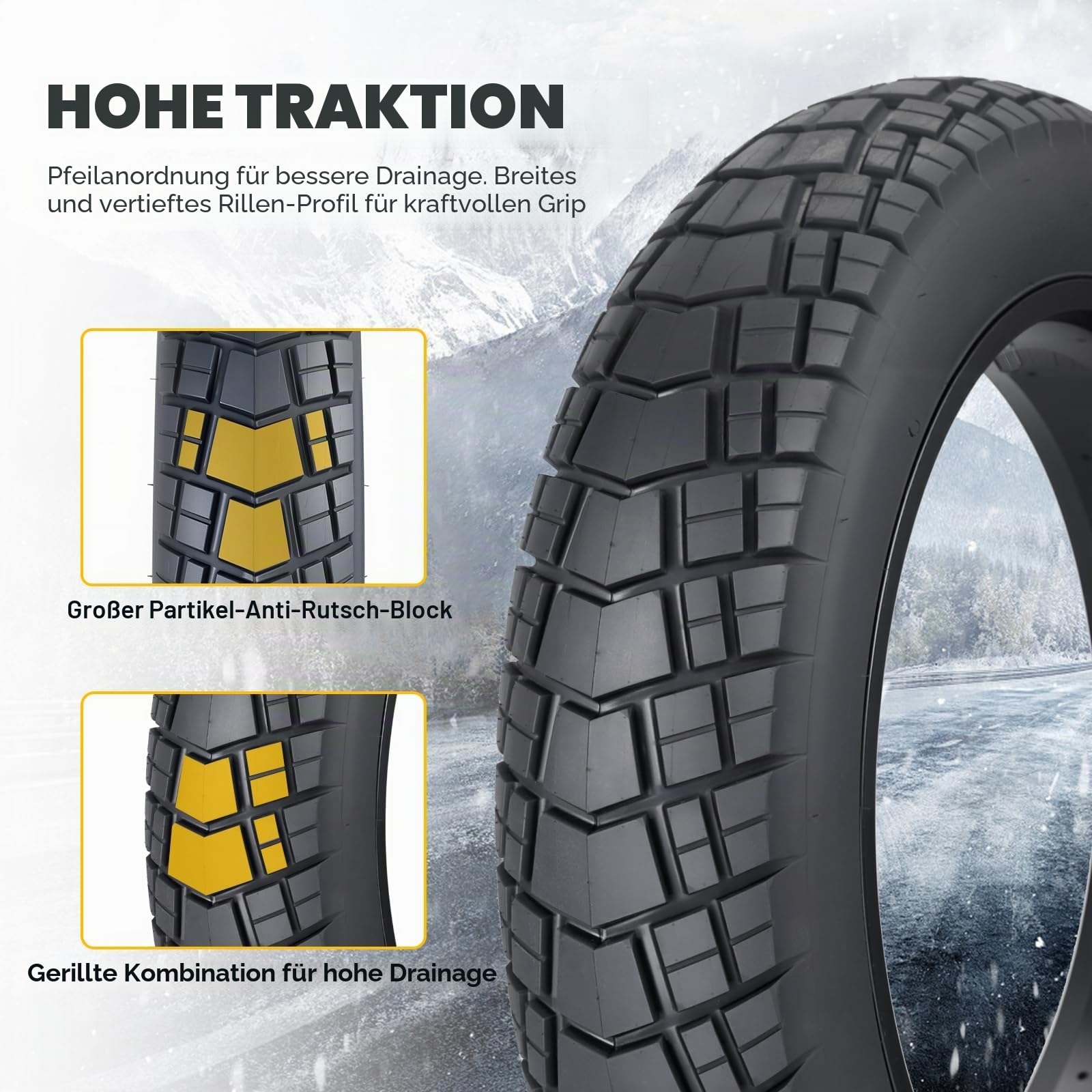 WEEROCK Fatbike Reifen 16/20/26 x 4.0 Zoll, E-Bike Faltbar, Allterrain