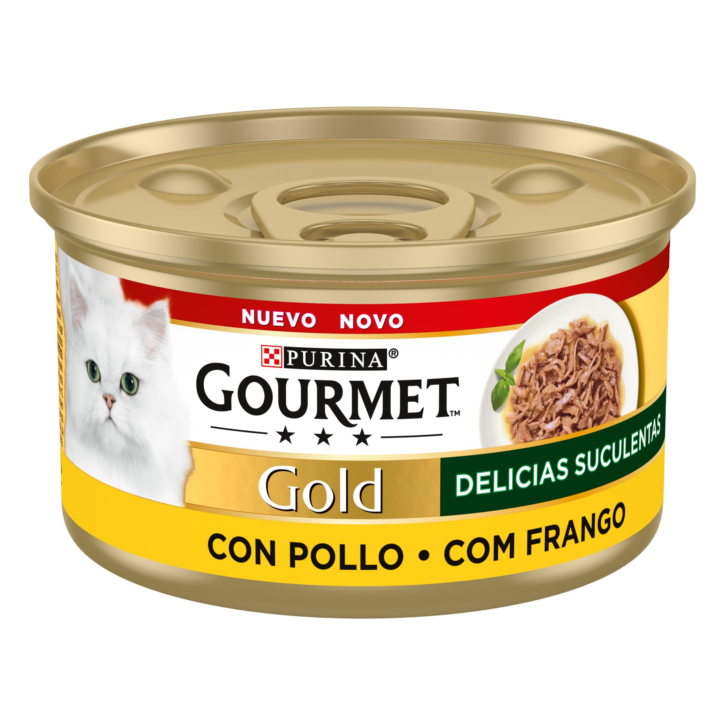 Purina Gourmet Gold Delicias Suculentas, Comida Húmeda para Gato con Pollo, 24 latas de 85g