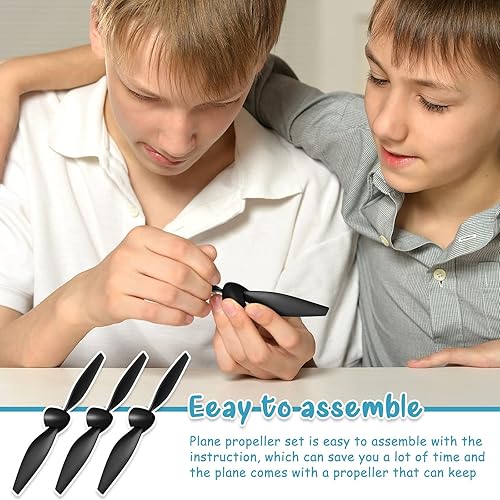 Miniatura 6 de Zhanmai 3 juegos de hélices de avión Rc de repuesto, cono de nariz de fibra de carbono compatible con avión Tr-c285g y Tr-c385 de 4 canales con