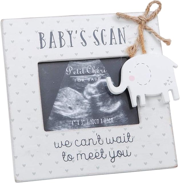 Baby Scan Photo Frame with Elephant Attachment Gift by Petit Cheri