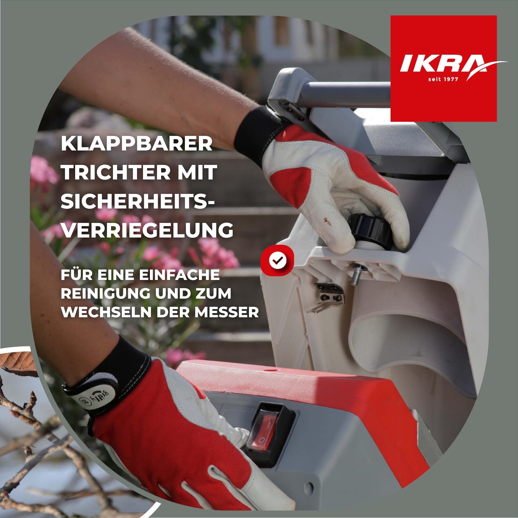 IKRA IMH 2500 Elektro Gartenhäcksler, 2500W, Messerhäcksler mit Fangsack 45l