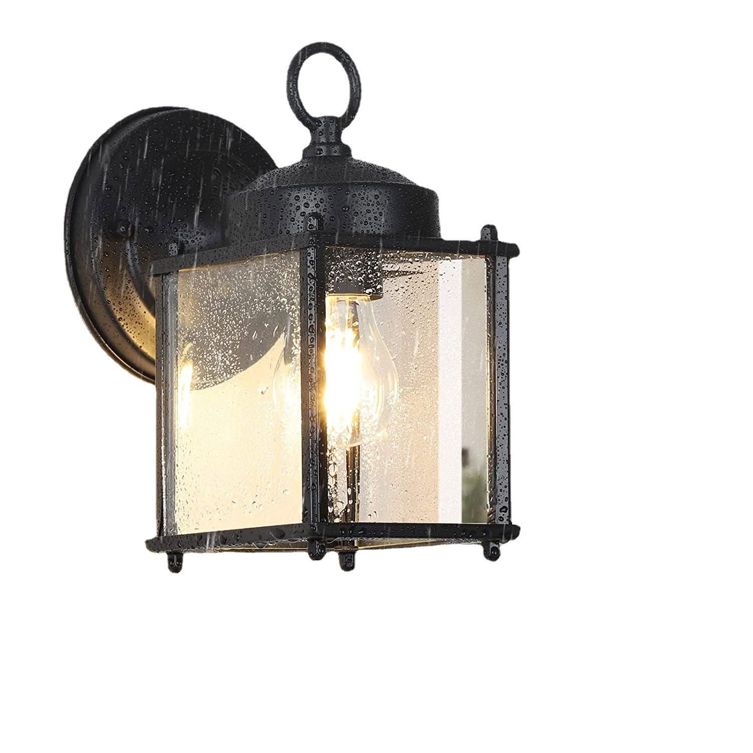 NHPJFDC E27 Outdoor Wall Light IP65 Waterproof Sconces for Patio, Balcony, and Garden - Black Aluminum Lamps