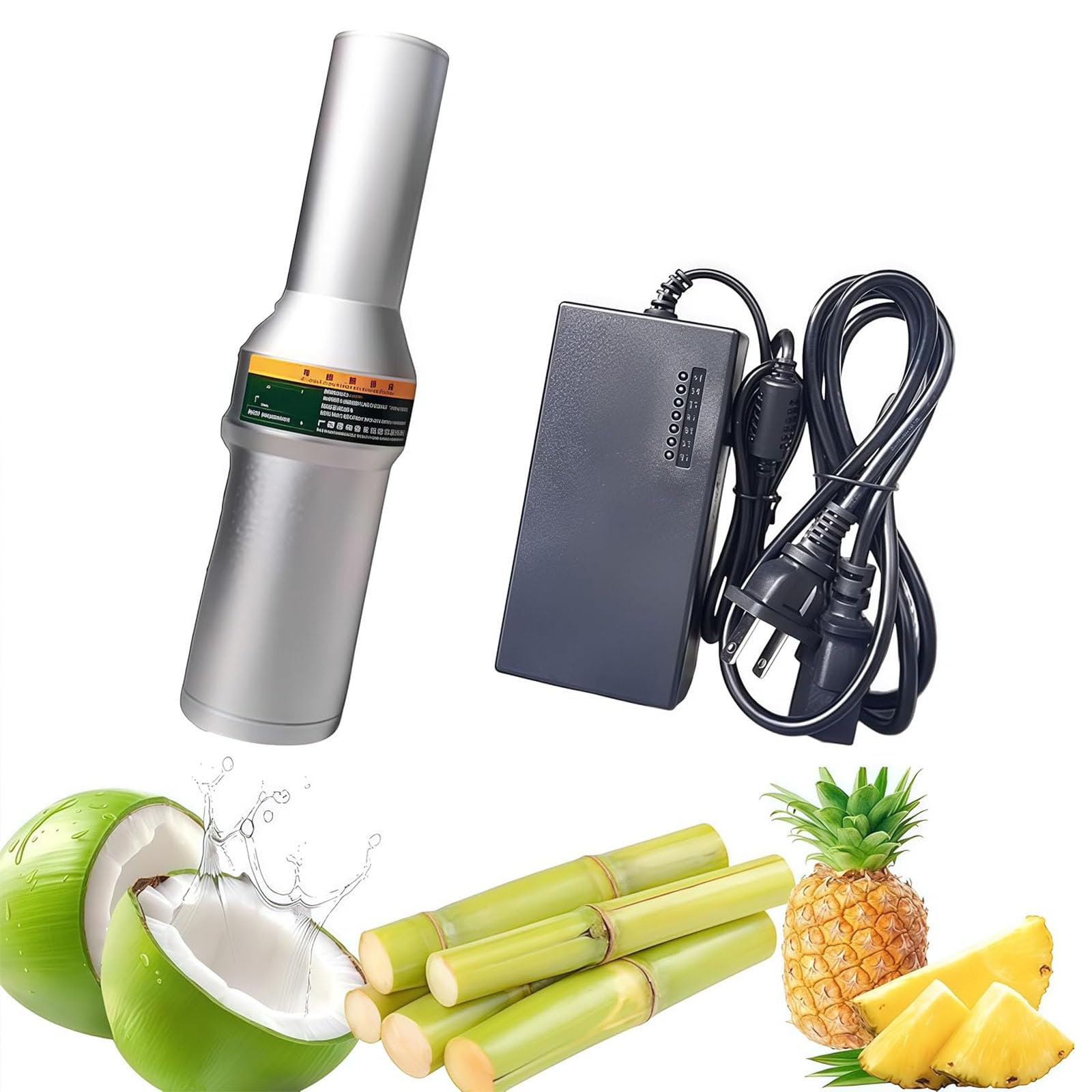 Pelador eléctrico de caña de azúcar, mini peladora de 80 W, acero inoxidable, para frutas, verduras, coco, calabaza