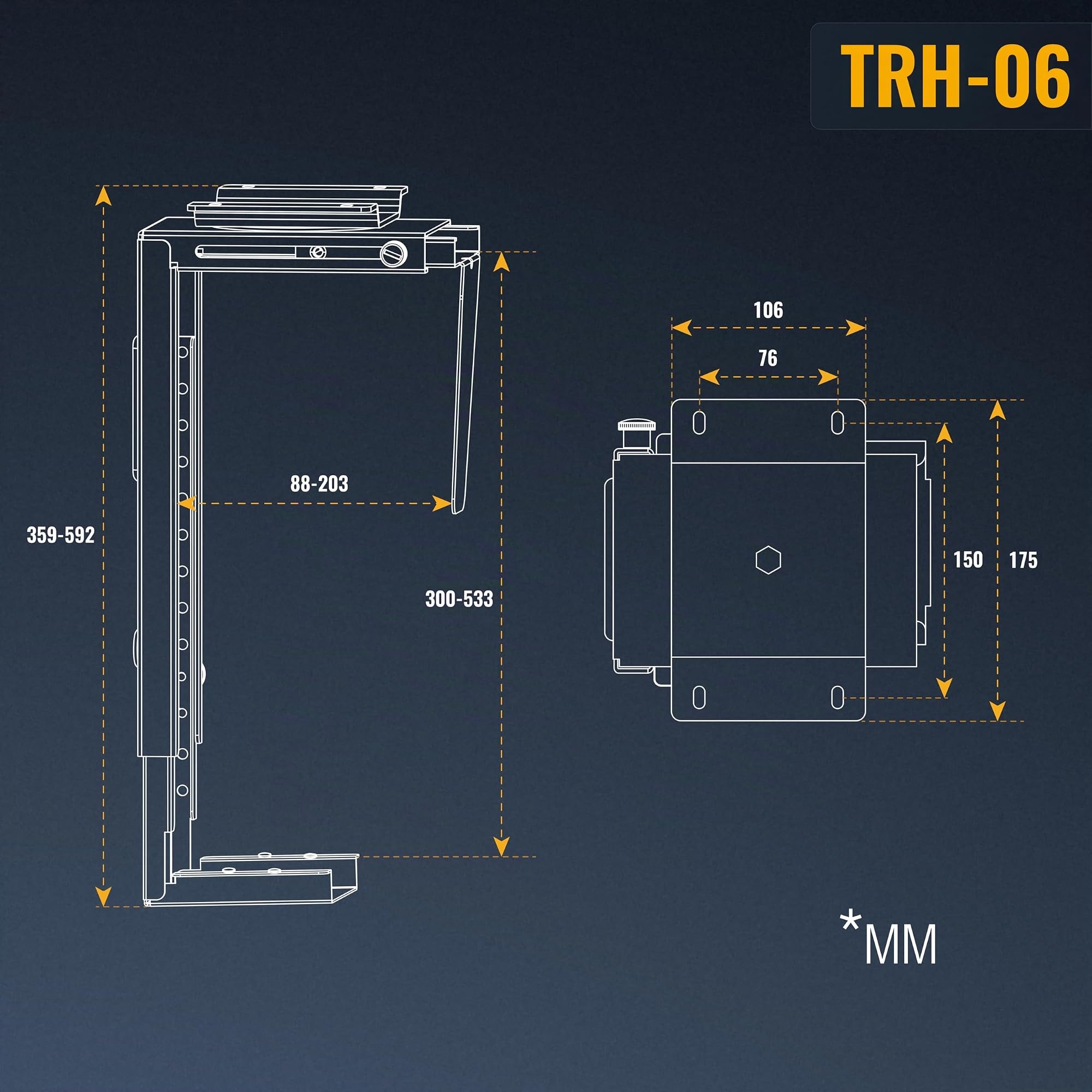 RICOO Supporto PC scrivania TRH-06 Montaggio della case sotto tavolo Girevole 360 gradi Cassa computer fisso Salvaspazio Appoggio CPU Nero
