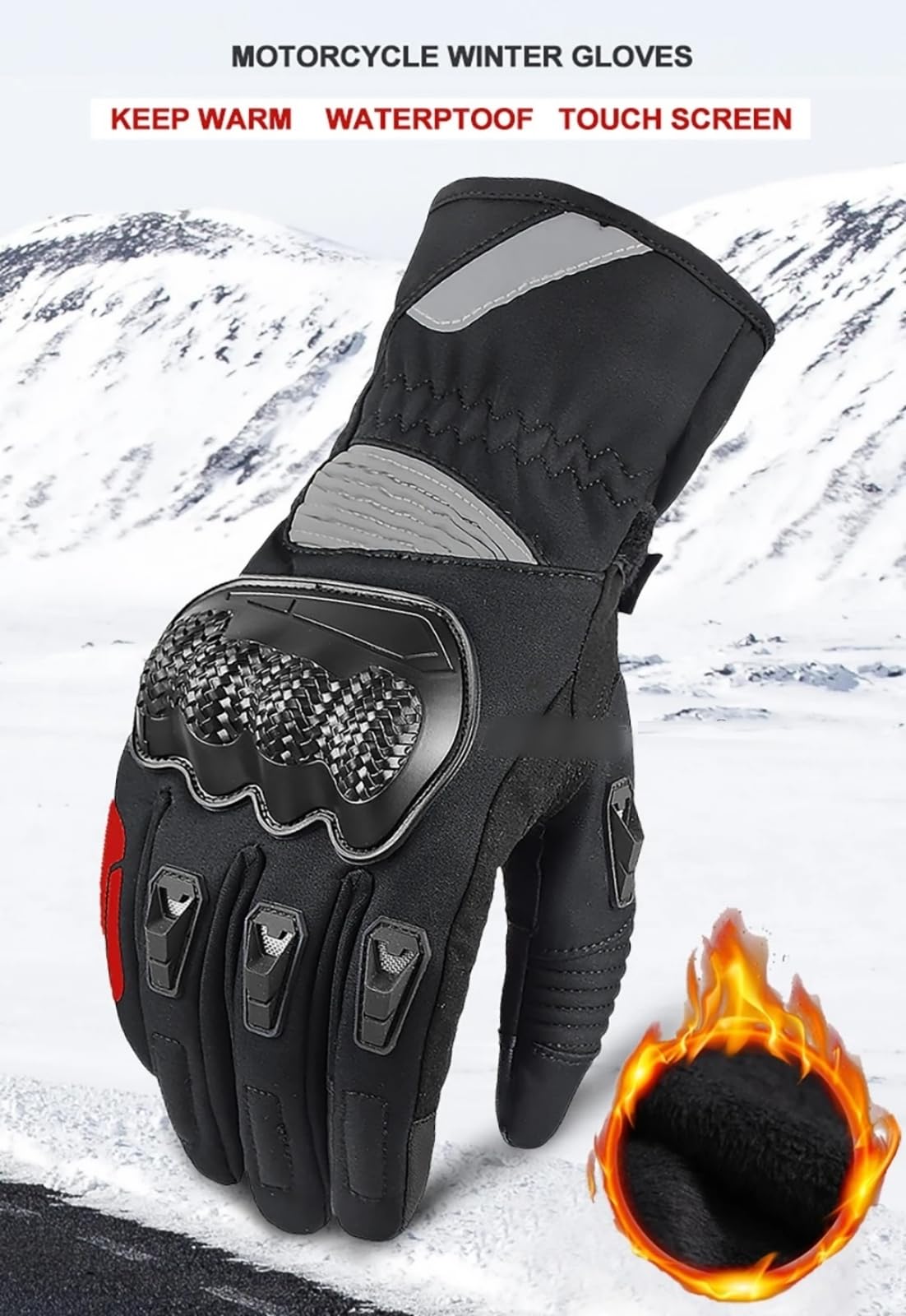 Guanti invernali da moto per uomo e donna, guanti da ciclismo per il freddo, impermeabili, caldi, antiscivolo, in microfibra, touch screen, antivento
