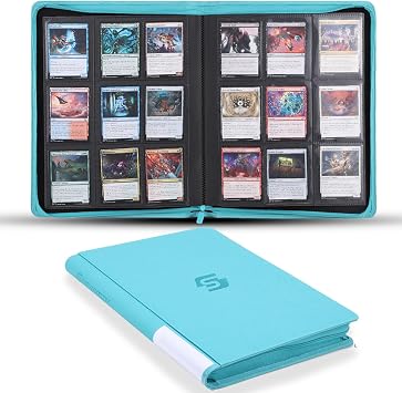 Snekdy premium 360-pocket trading card binder, 9-pocket cards album, waterproof PU-leather Cover album with side loading, holds gaming, baseball, basketball & sports cardsTurquoise
