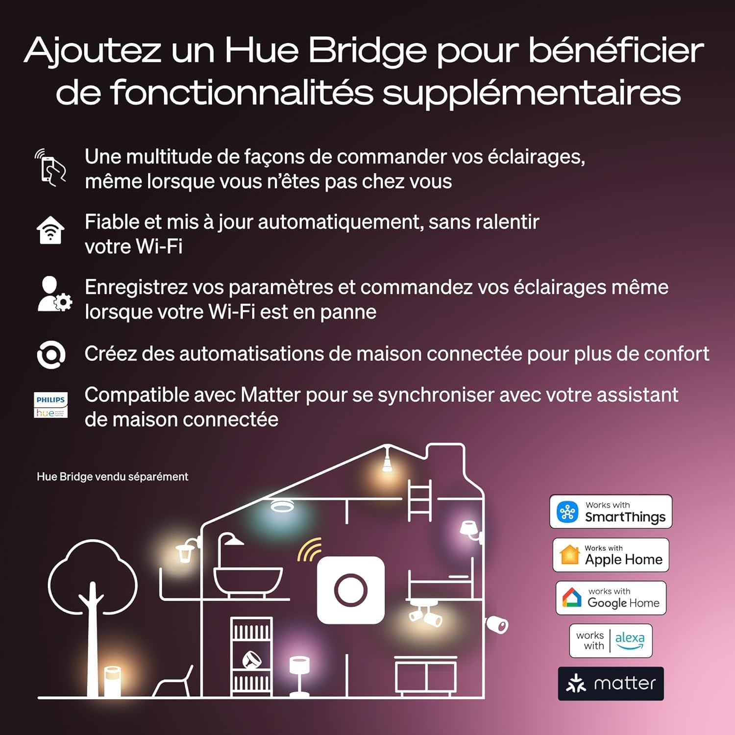 Philips Hue Ampoule connectée LED A60, White and color, Ampoule E27, 8,1 W, Spectre complet 1000-2000 K, 1100 lm, Intensité variable, Compatible Alexa, Google et Apple Home, pack de 2