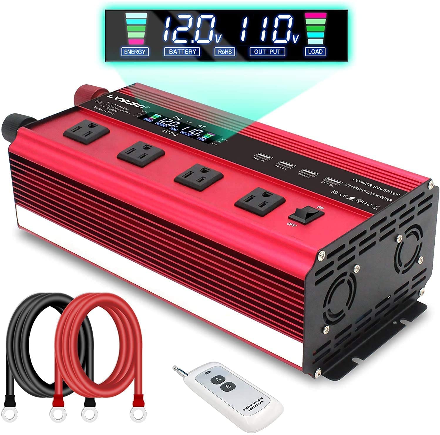 Amazon.co.jp: LVYUAN（リョクエン）インバーター 12V 定格 2000W 最大 