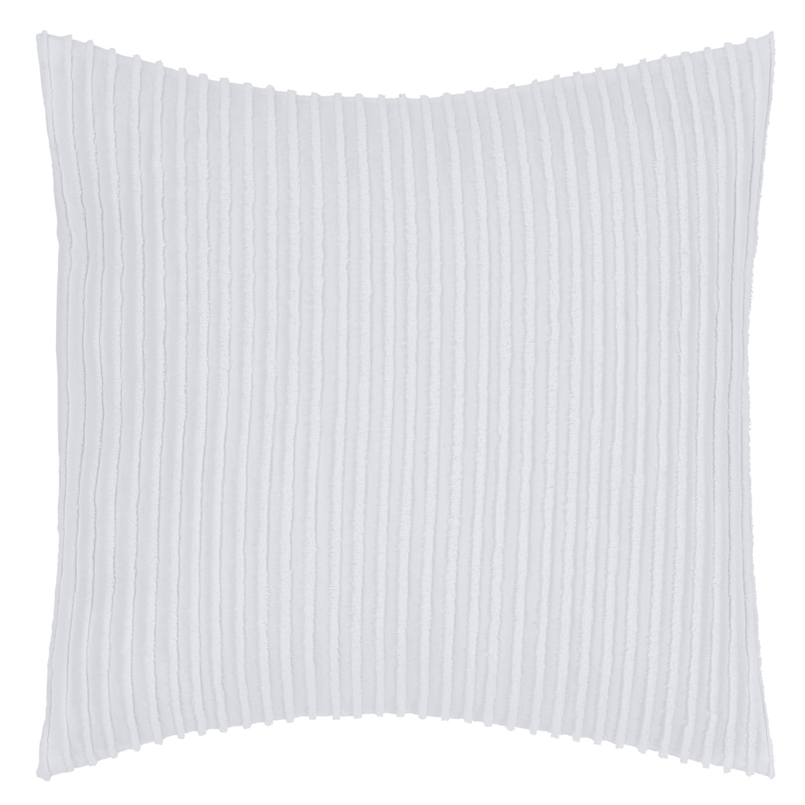 Better Trends Jullian Collection is Super Soft and Light Weight in Bold Stripes Design 100% Cotton Tufted Unique Luxurious Machine Washable Tumble Dry, Euro Sham, White