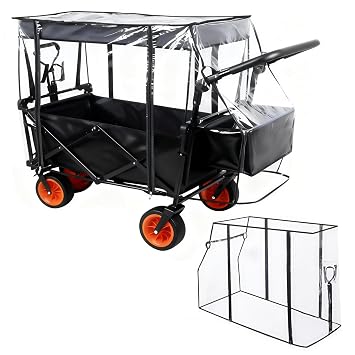 Wagon Rain Cover,Waterproof Sun Collapsible Cart Canopy Shade Wagons | Attachment Sandproof Windproof UV-Resistant Cart Removable Protective,Clear Plastic,for Outdoor Camping Picnic Garden