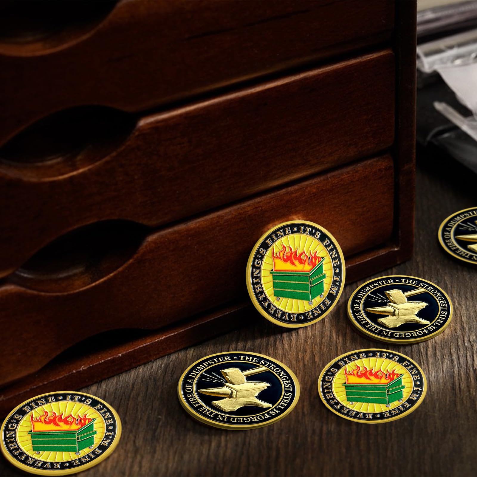 Dumpster Fire Challenge コイン 面白い デスクアクセサリー 陽気な同僚 Go Away Token 陽気なメダリオン  インスピレーション オフィスギフト スタッフ 感謝ギフト 男性 女性