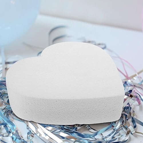 Miniatura 5 de Luxshiny Pastel de espuma para pastel de espuma de 8 pulgadas, modelos falsos en forma de corazón, 2 piezas de embrión de poliestireno, adorno para