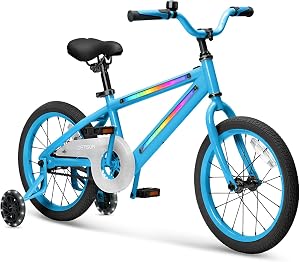 Jetson Light Rider M 16” Wheels Kids’ Light-up Unisex Bike, Includes Light-up Frame And Training Wheels, 3 Different Light Modes, 7 Color Options, Ages 3+, Blue, JLRM16-BBL