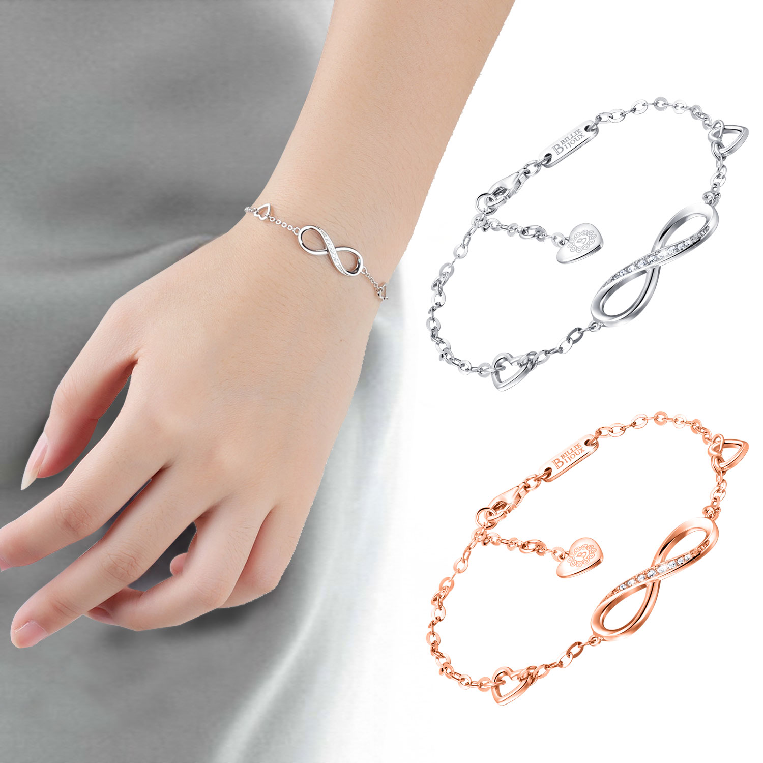 Amazon.com: Billie Bijoux 925 Sterling Silver Bracelets Infinity