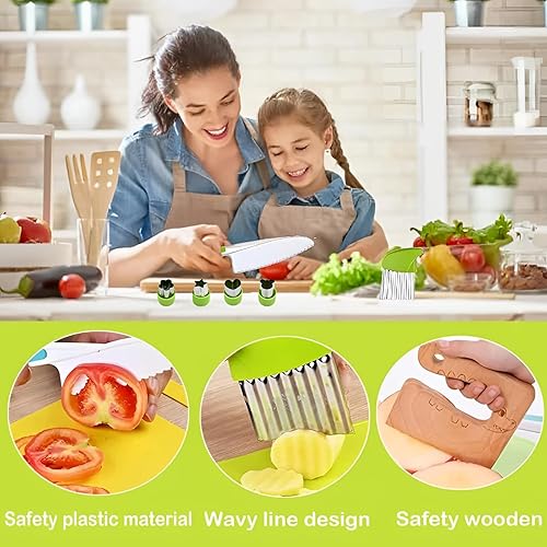 Miniatura 4 de Safeslice - Juego de cocina seguro para niños, herramientas de cocina Montessori para niños pequeños, juegos de cuchillos seguros para niños