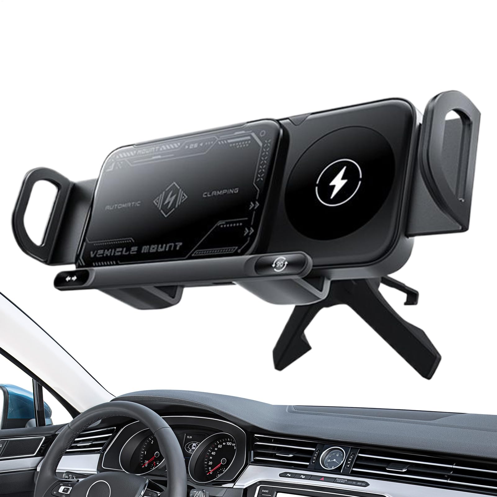 Caricatore Wireless Auto Supporto Telefono per Veicoli | Dispositivo Ricarica Rapida 15W Doppia Bobina per Auto e SUV