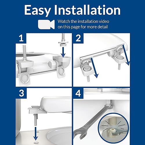 Miniatura 7 de Mayfair 141EC 000 Asiento para inodoro moldeado de madera con bisagras de libro, alargado, color blanco., 41EC 000, 120 volts