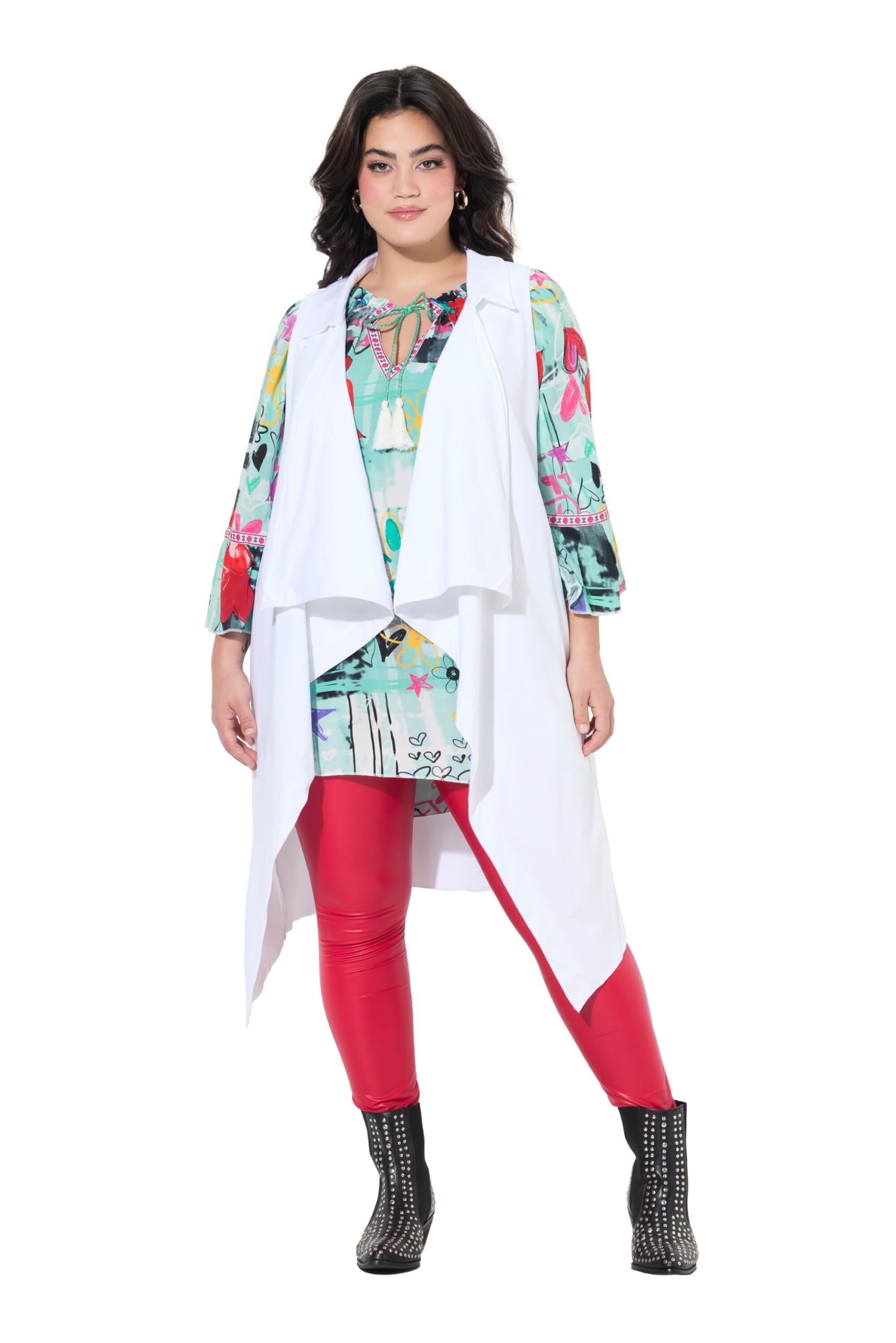 Angel of Style Damen große Größen Übergrößen Plus Size Sweat-Weste, offene Form, Totenkopf auf dem Rücken 841002