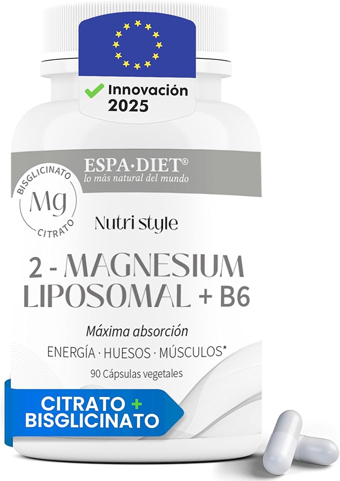 Citrato de Magnesio Liposomal + Bisglicinato de Magnesio Liposomado con Vitamina B6: Alta Absorción para el bienestar articular, salud ósea y muscular, producción de colágeno, descanso, 90 cápsulas.