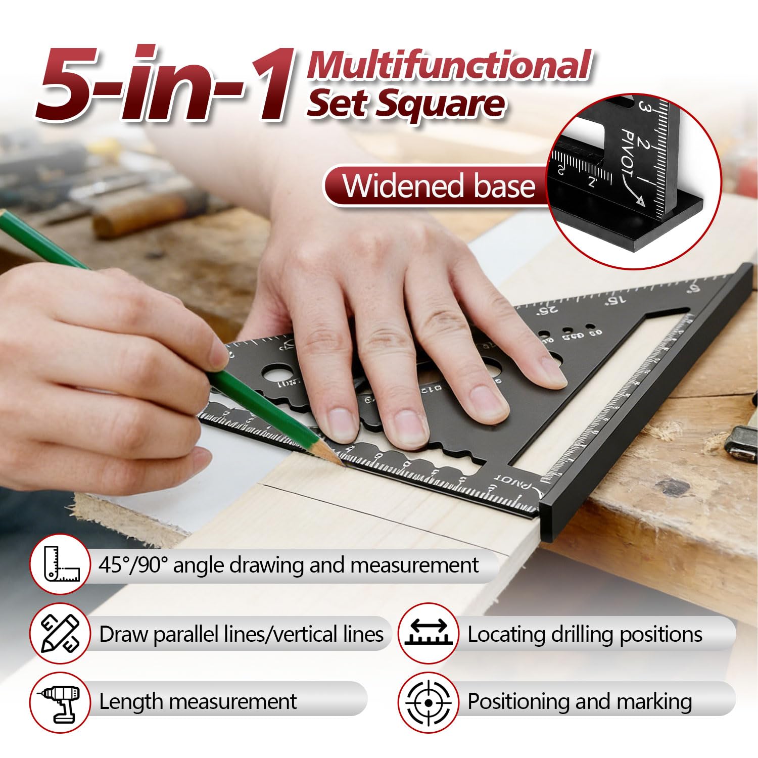 Set de 2 Piezas Multiusos Escuadra Carpintero de 7 y 12 Pulgadas Escuadras Metalicas Carpintero Escuadra Metalica Herramientas de Carpinteria para Bricolaje Carpintería Reformas del Hogar(180mm+300mm)