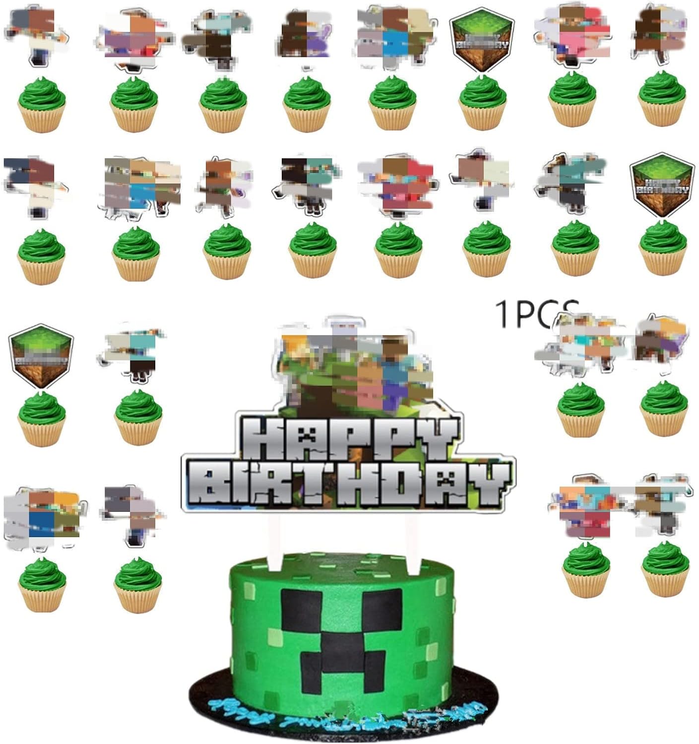 Party Supplies 25Pcs Cake Decoration Birthday Cupcake Topper Set For