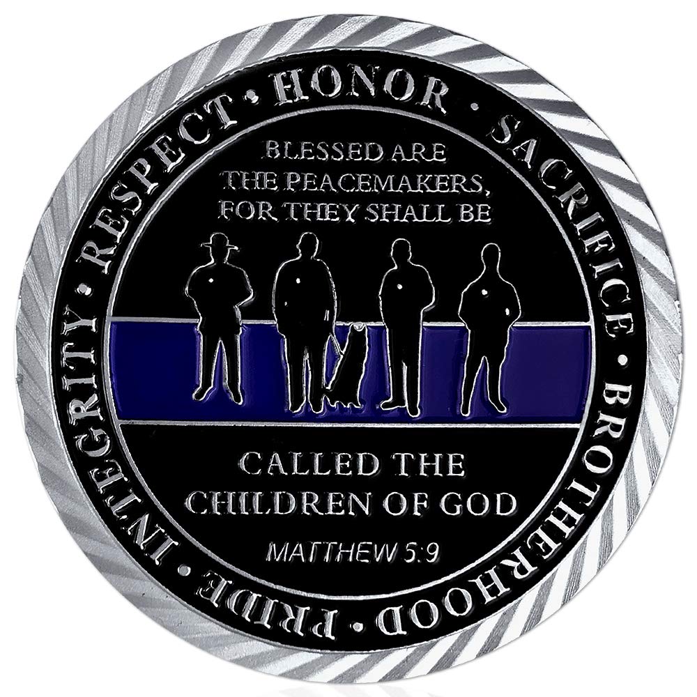 Thin Blue Line Police Prayer Coin - Law Enforcement Gift -2
