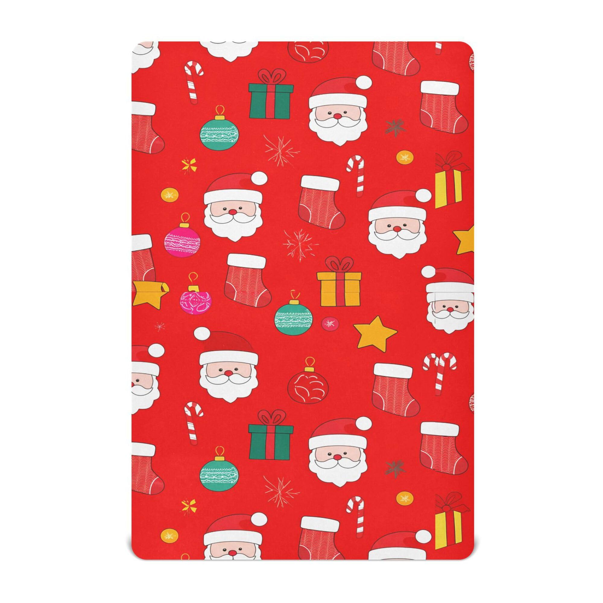 Cgiub Cartoon Santa Claus Baby Crib Sheet 132x71 cm Fitted Cot Sheet Soft & Breathable Bed Sheet for Standard Crib Mattress & Toddler Bed Mattress