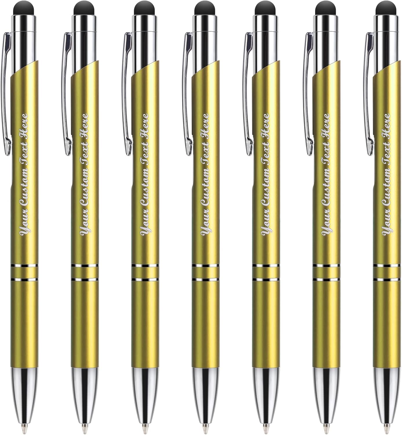 Personalized Pens with Stylus - Custom Metallic Printed Name Pens with Black Ink - Engraving with Logo or Message - Great Gift Ideas - Free Personalization 50 pcs Pack
