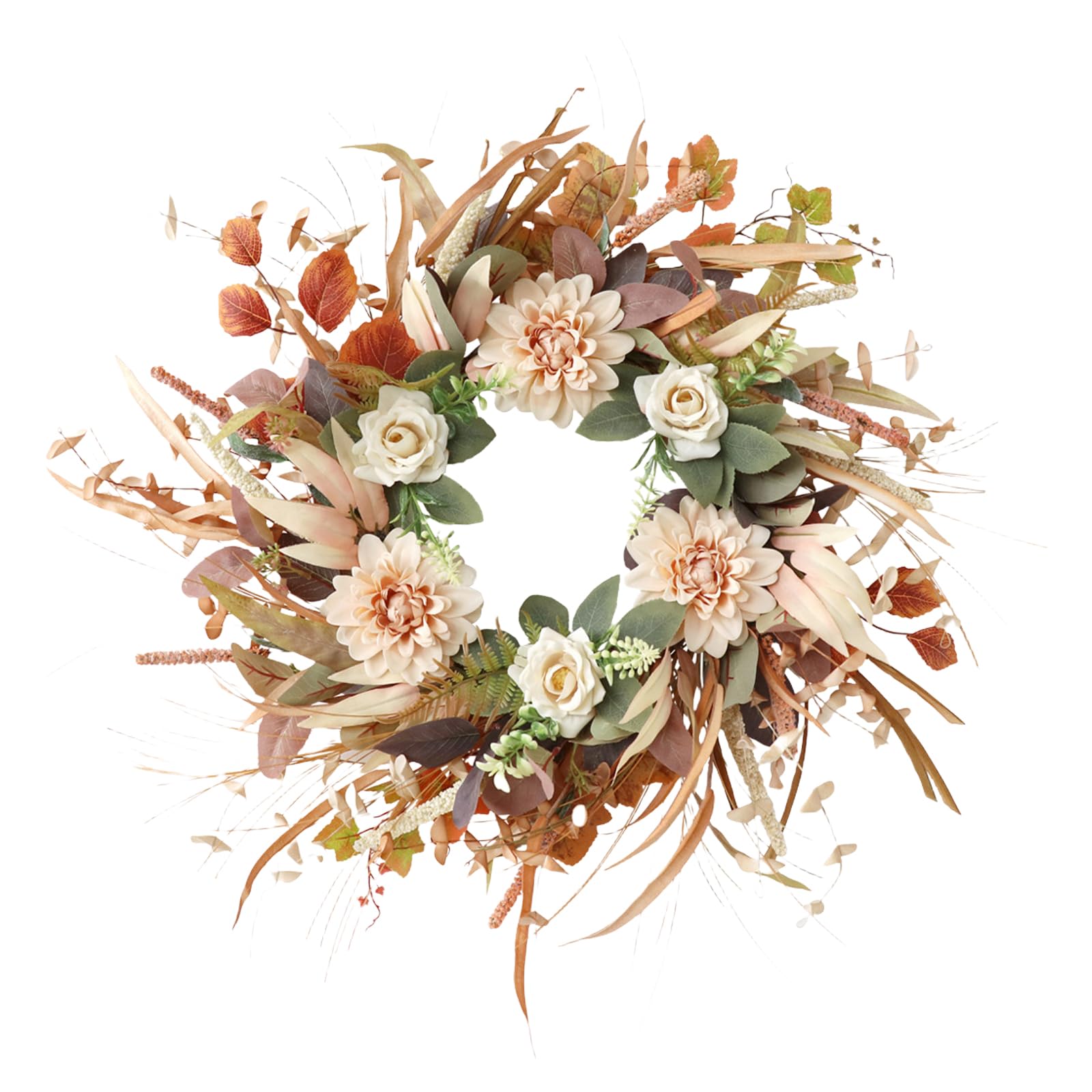Color Wreath for Front Door Artificial Floral Wreath with Bright Blooms and Foliages for Decors Realistic