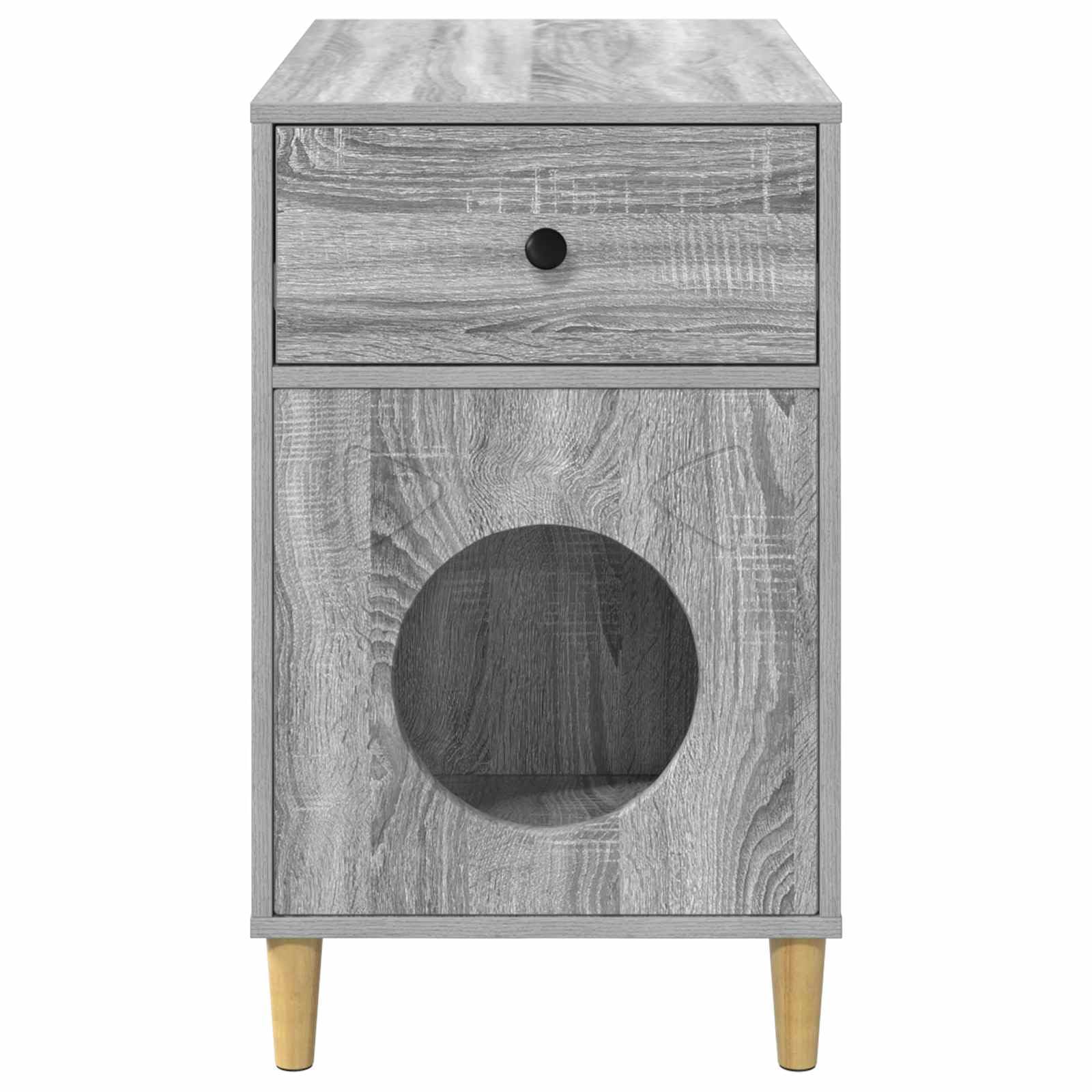 Casa para gatos Sonoma gris de madera 72 x 42,5 x 70 cm muebles interiores para gatos con construcción estable y acogedor refugio para salón, rascador juguete