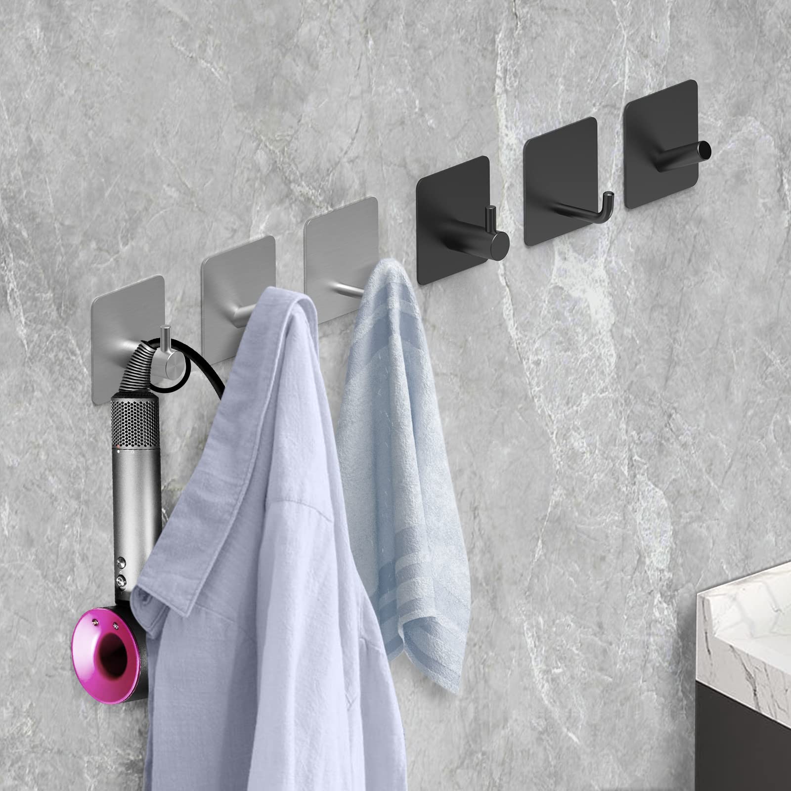 Ganchos adhesivos para colgar toallas, ganchos adhesivos sin taladro, ganchos de toalla para baño, cocina, ducha, pared, impermeable, para colgar ropa, bata