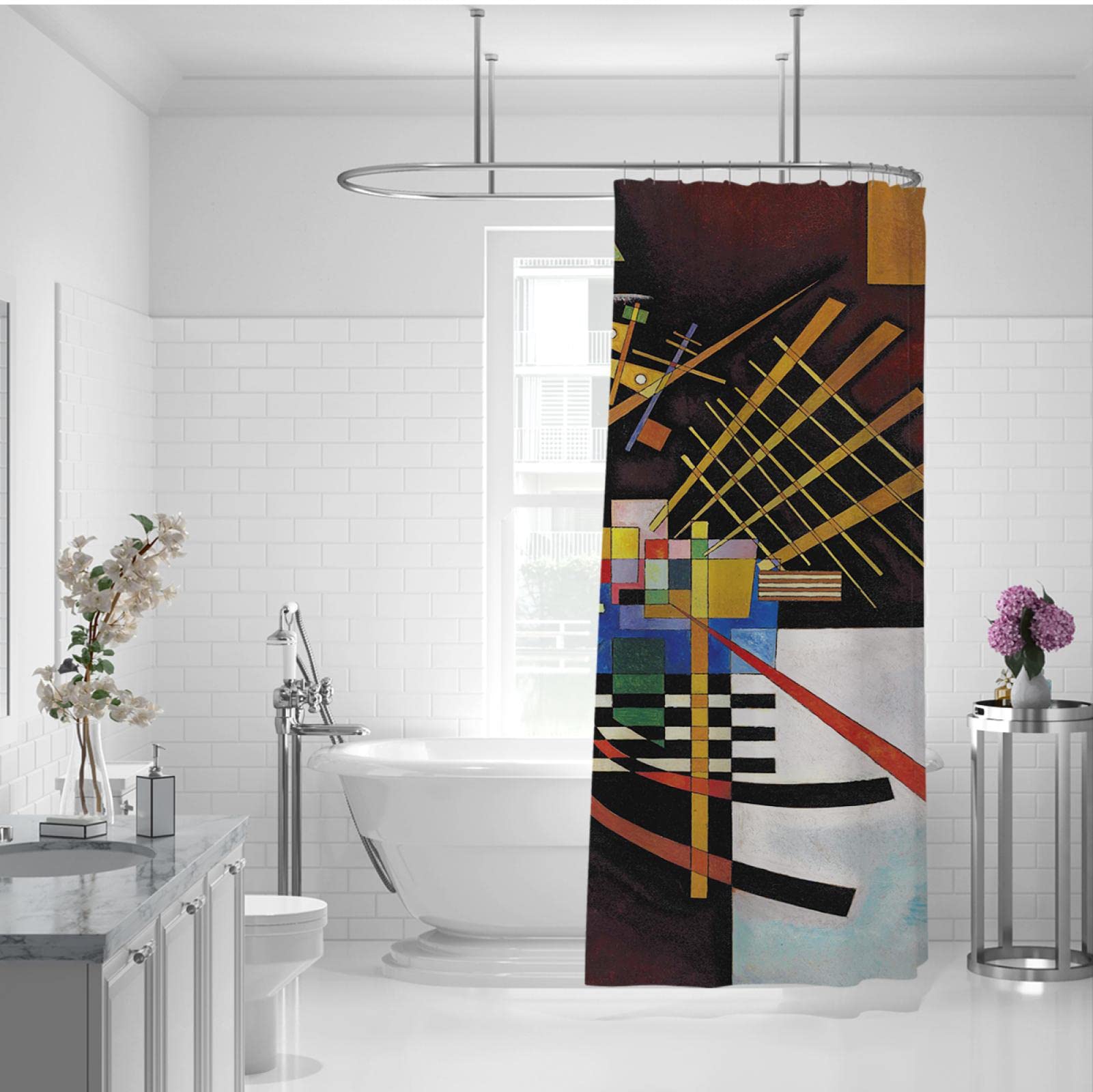 Kandinsky zasłony prysznicowe nowoczesny abstrakcyjny kreatywny wzór zasłona prysznicowa ochrona prywatności zasłona prysznicowa zestaw z 12 haczykami 244 x 200 cm