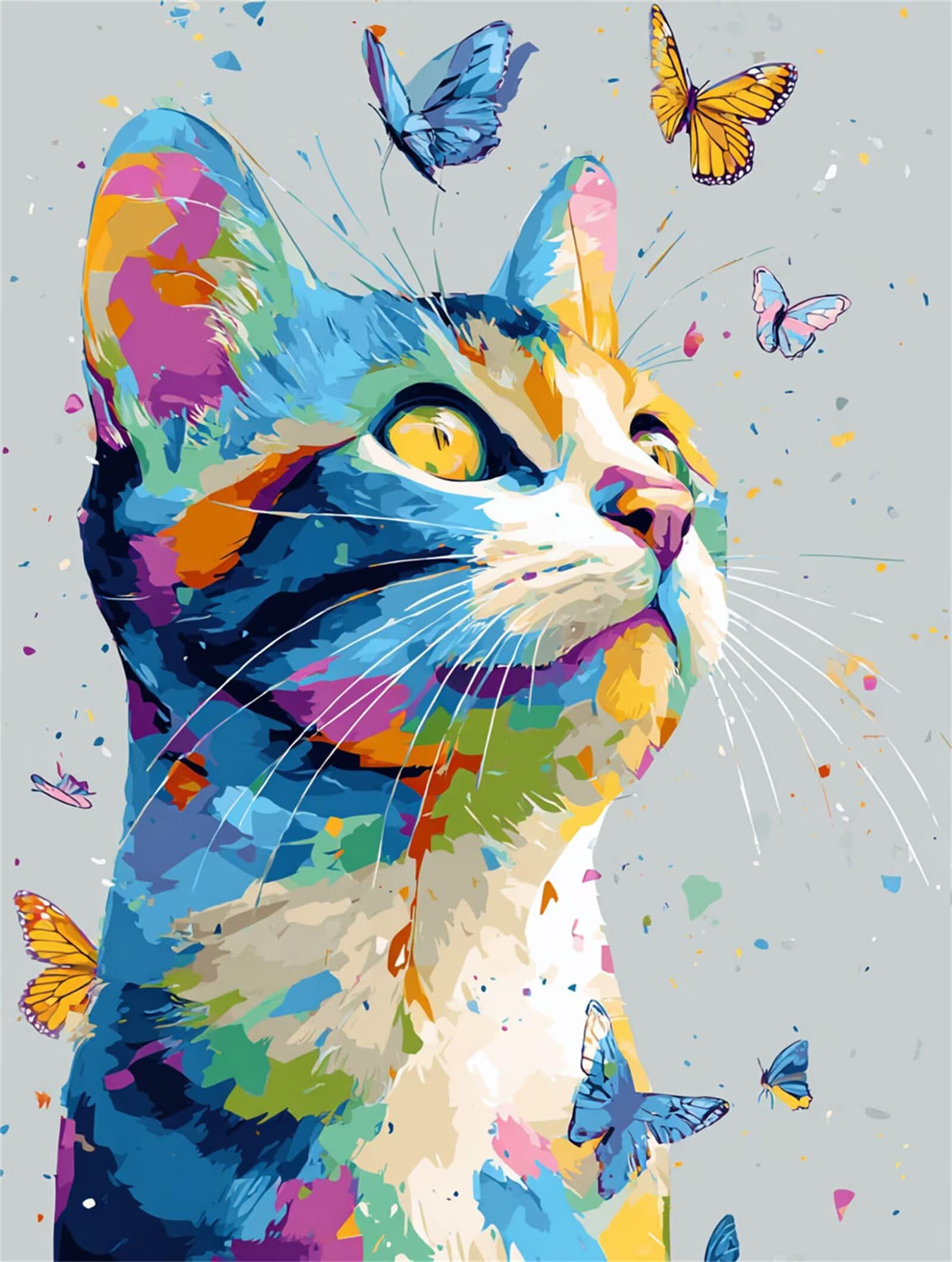 Dipingere con i Numeri Adulti gatto, Colore Dipingere con i Numeri Bambini DIY Kit, Set Premium con Pennelli, Decorazione Casa & Creativo Regalo di Compleanno, Attività di Tempo libero 90x120cm z-272