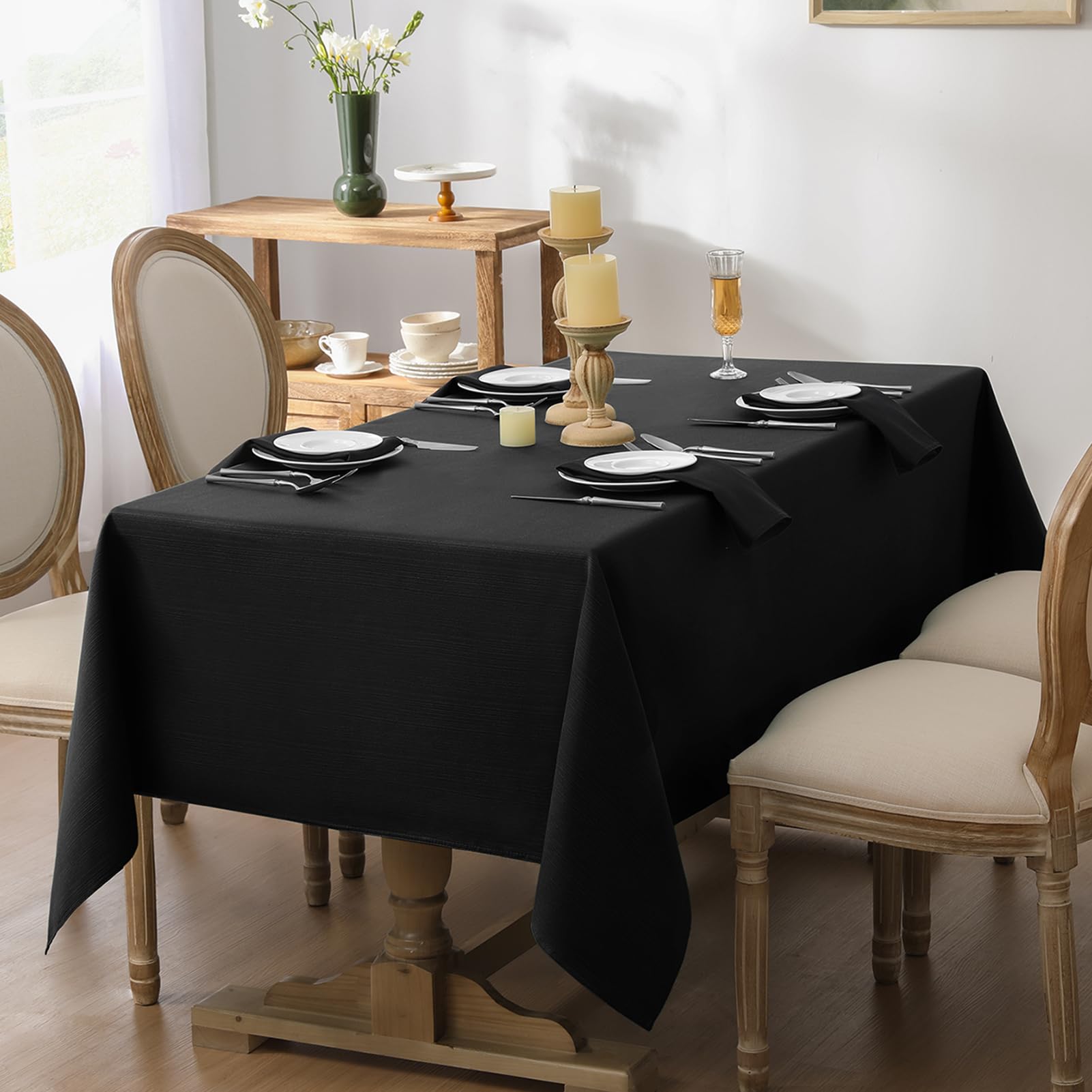 Softalker Tovaglia Rettangolare Jacquard Damascata – Impermeabile E Antimacchia – 152x304 Cm, Colore Avorio, Poliestere 220 G/m²