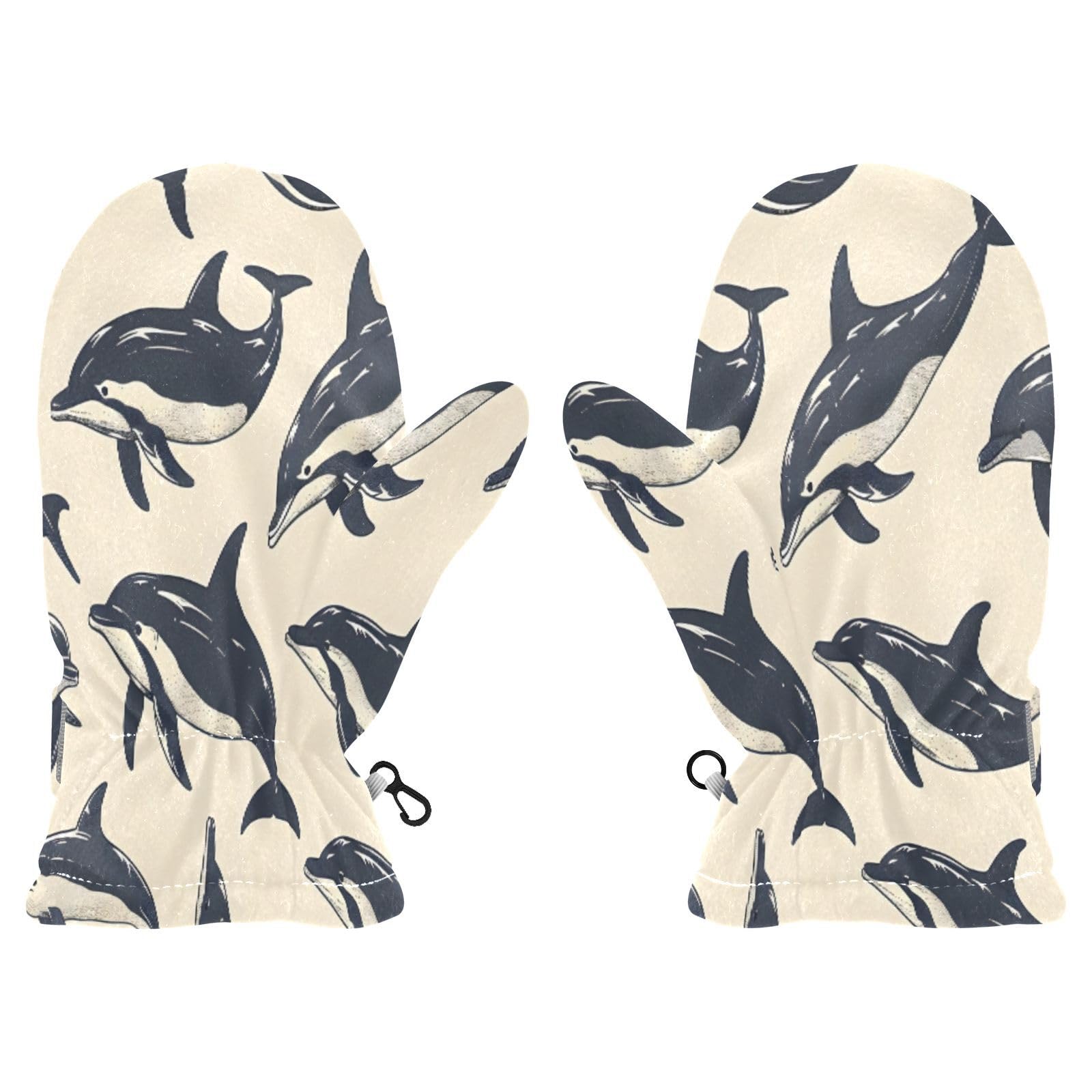 Kid's Winter Gloves Children Warm Gloves Black Dolphin for Boys Girl Age 2-4 Years